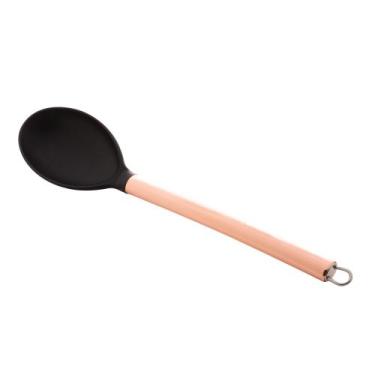 Imagem de Colher de Nylon Preta C/Cabo de Aço Inox Rose Lyor