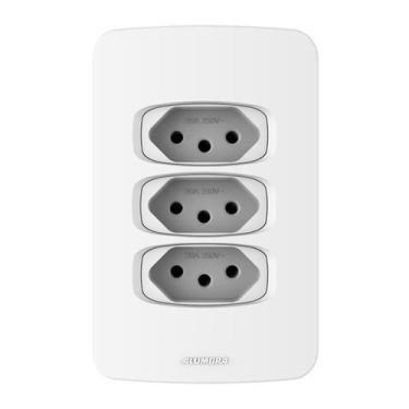 Imagem de Conjunto Tomada Tripla 10A 4x2 Branca Gracia 85353 Alumbra