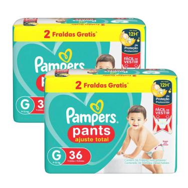 Imagem de Kit de Fralda Pampers Pants Ajuste Total Tamanho G 72 Unidades