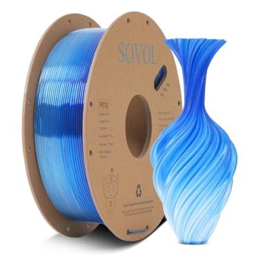 Imagem de Sovol Filamento PETG para impressora 3D 1,75 mm, material de filamentos multicoloridos gradiente, 1 kg (2,2 lbs), precisão dimensional +/- 0,03 mm, serve para a maioria das impressoras FDM, azul