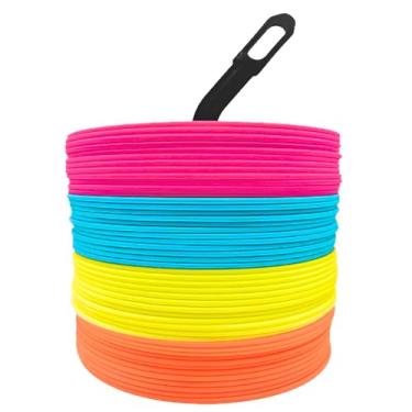 Imagem de LEZER Cones planos de 15 cm, marcadores pontuais, cones de futebol, marcadores de quadra de campo, pontos sentados, discos planos, equipamento de treinamento de futebol, prática de agilidade, futebol