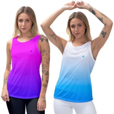 Imagem de Kit 2 Blusas Feminina Regata Cavada Térmica Academia Caminhada dia a d