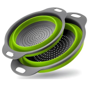 Imagem de Kit 2 Escorredores: Escorredor de Macarrão, Alimentos, Massas, Verduras,Frutas, Grãos. Escorredor de massas retrátil em silicone