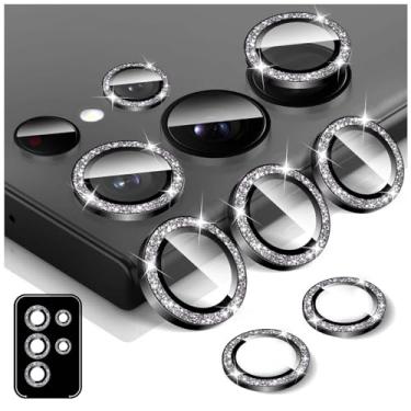 Imagem de Kucheed Protetor de lente de câmera Bling para Samsung Galaxy Z Fold 7, protetor de tela de vidro temperado, alinhamento automático de glitter, anéis de metal individuais, adesivos de filme