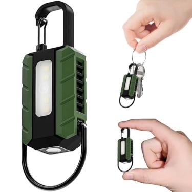 Imagem de Roioiow Mini chaveiro lanterna com regulação de 6ª marcha – luz de trabalho portátil recarregável de LED para acampamento, caminhada e emergência (verde)