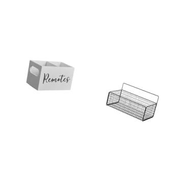 Imagem de Fenteer Organizador de Controle Remoto de Madeira Retrô E Cesta de Metal para Pendurar Na Parede, Prateleiras para Mesa, Mesa de Cabeceira, Sofá, Escritório,