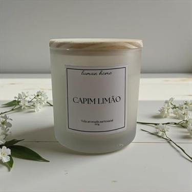 Imagem de Vela Aromática Capim Limão 150g em Vidro Jateado – Aromaterapia Relaxante, Ambiente Perfumado, Vela Natural Decorativa, Presente Elegante e Sustentável