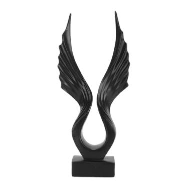 Imagem de Escultura de asa abstrata decorativa artística estátua de resina ornamento para sala de estar escritório (asas de anjo preto)