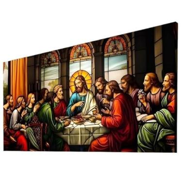 Imagem de Quadro Decorativo Santa Ceia Jesus Quadros Decorativos Para Sala Quarto Decoracao Parede(GG 110X80 Super Grande)