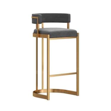 Imagem de hezhuhe2258 Cadeira de bar, mesa de recepção, cozinha, luz, luxo, premium, sentindo-me, mesa, bancos altos para casa, encosto de caixa, barra especial (cinza)