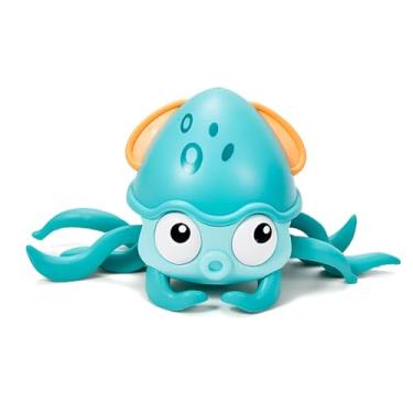 Imagem de Polvo Musical Interativo, ABS Azul, Brinquedo Educativo com Sons e Movimento, Bateria de Lítio 800mAh, 13x11x25cm, para Bebês Acima de 2 Anos