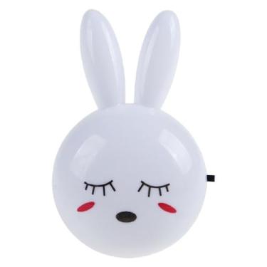 Imagem de Abajur LED Infantil Coelho, Luz Noturna de Tomada para Quarto de Bebê, Plástico, 10 cm, Baixo Consumo 0.5W, Decorativo (Branco)