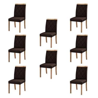 Imagem de Kit 8 Cadeiras Decorativas Sala de Jantar Luxo Anita Facto Marrom - Mo