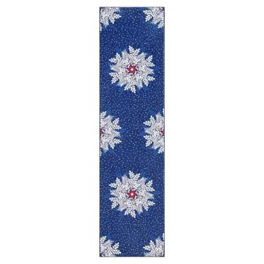 Imagem de Passadeira de Natal 5 x 20, tapete lavável de floco de neve para corredores, antiderrapante, tapetes vermelhos vintage de cozinha macios e baixos, tapetes de área de neve de Natal para quarto