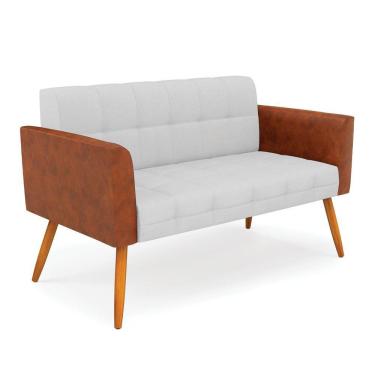 Imagem de Sofá Namoradeira 2 Lugares Pés Palito Castanho Elisa Nozes-linho Cinza A05 D03 - D'rossi