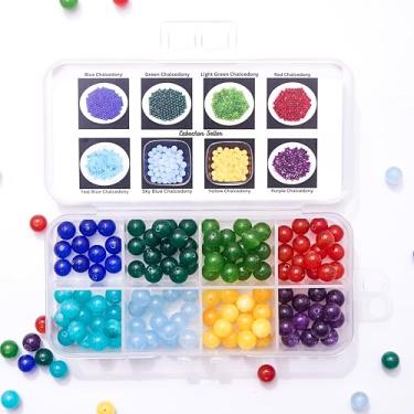 Imagem de Crysmona Kit de fabricação de pulseiras de pedras preciosas de 8 mm, 8 cores, 25 peças de cristal de cada cor, para fazer joias, artesanato, faça você mesmo, com acessórios espaçadores (kit de contas