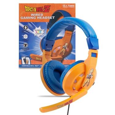 Imagem de Culture Fly Fone de ouvido para jogos com microfone – fones de ouvido Dragon Ball Z com fio com microfone, luzes LED, fone de ouvido acolchoado sobre a orelha para computador para PC Gamer, áudio