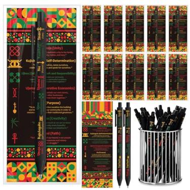 Imagem de Tenceur 25 conjuntos de canetas Kwanzaa Festival Presentes Padrões Tradicionais Africanos Kinara Signo Canetas Esferográficas com Marcadores de Livro Festa Kwanzaa Lembranças Afro-Americanas para