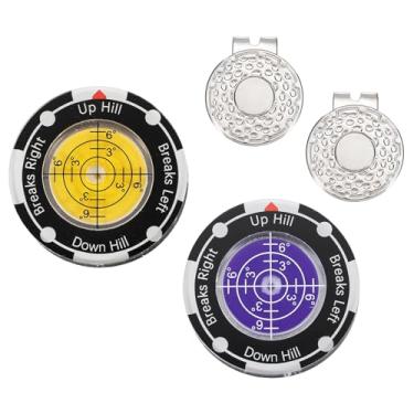 Imagem de YELARXI 2 peças de leitor verde golfe, marcador de bola de golfe com bolha de auxílio de leitura verde de alta precisão e clipe magnético para tampa - adequado para (treinamento/acessórios/presente