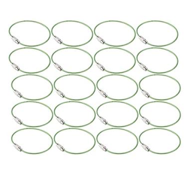 Imagem de Chaveiros de arame de aço inoxidável 20 unidades de chaveiros coloridos, laços de cabos variados, cabeça espiral requintada, antiderrapante, rotação suave, alta resistência para (Verde)