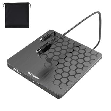 Imagem de YADIANSU Unidade externa de CD/DVD. Gravador portátil fino USB 3.0 e tipo C, leitor, gravador para DVD+/-RW. Compatível com laptop, desktop, Windows 11/10/8/7/XP/Vista, MacBook Series, Mac OS, Linux