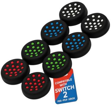 Imagem de MatoSan Tampas de aperto Thumbstick para Switch 2 – Capas de joystick de silicone compatíveis com controles Switch 2 – Pegas ergonômicas antiderrapantes para joysticks de controle preciso (versão 9)