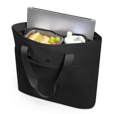 Imagem de GLORIEROO Lancheira térmica 2 em 1 para mulheres, bolsas térmicas macias com compartimento para laptop de 15,6 polegadas, bolsa de mão de computador de grande capacidade para trabalho, enfermeira