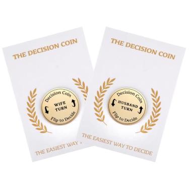 Imagem de Presente tomador de decisão de casal 2 lados, presentes engraçados de aniversário para marido e esposa, lembrança de moeda flip para recém-casados, presente romântico para casais, Natal, aniversário