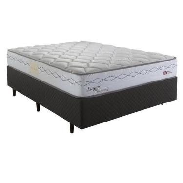 Imagem de Cama Box Casal Molas Maxspring Herval Luiggi e Base Saturno, 64x138x188 cm