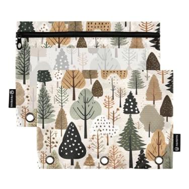 Imagem de Wassud Pacote com 2 pastas de fichário com padrão de árvores de Natal, pastas de bolso com 3 furos, organizador de fichários para casa, escritório