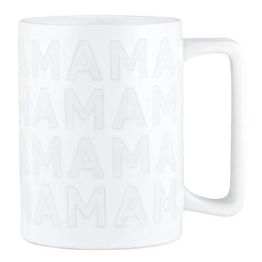 Imagem de Stephan Baby Caneca de café lisa fosca branca gravada cerâmica orgânica, 473 ml, MAMA