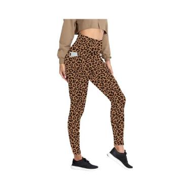 Imagem de Leggings Esportivas Femininas De Cintura Alta Super Macias Com Bolsos 
