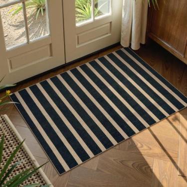 Imagem de Tapete Lahome listrado, fácil de juta, 61 x 91 cm, antiderrapante, lav