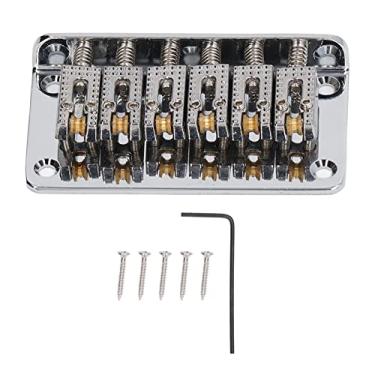 Imagem de RiToEasysports Ponte de Guitarra, Liga de Zinco Cobre Hardtail Sela Ponte 6 Cordas 78mm Substituição do Arremate da Guitarra Elétrica para Ukulele Baixo Elétrico (Prata)