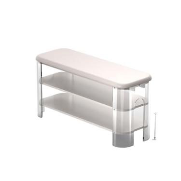 Imagem de Armários para sapatos com prateleiras para sapatos Banco de sapato acrílico, banco entrada madeira sólida, com prateleira organizadora para corredor, quarto, sala estar(Beige,100 * 30 * 44cm)