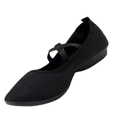 Imagem de Tênis feminino de dança latina para professores de dança corporal adulto com tudo incluído, tecido plus size, moderno, salto médio, sapatos de dança para outono, inverno, lazer ao ar livre, Preto, 36