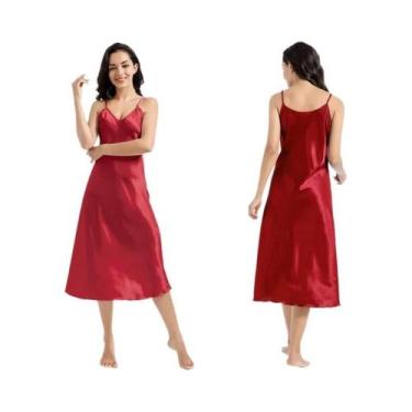 Imagem de Camisola feminina elegante e sexy com decote em V, saia de dormir eleg