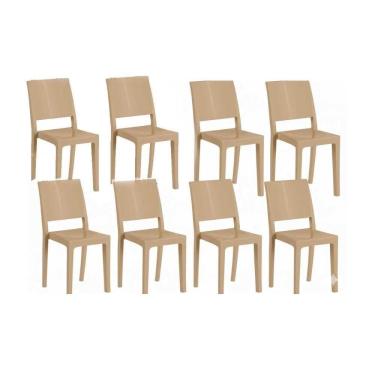 Imagem de Cadeira Jantar Hydra Plus Kit C/ 8 Cadeiras Polipropileno Capuccino Kappesberg