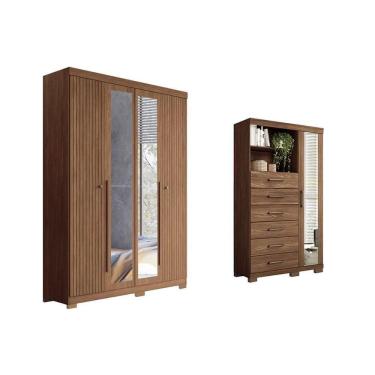 Imagem de Guarda Roupa +cômoda 2 Peças Qc311 Jatobá - Santos Andirá