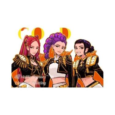 Imagem de Pintura Em Diamante 5D DIY De Rumi Mira Zoey, Anime Demon-Hunters, Pad