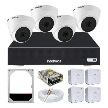 Imagem de Kit Cftv 4 Câmeras Segurança Dome 1220 Full hd com Audio Microfone Dvr Mhdx 1004c Intelbras 1tb
