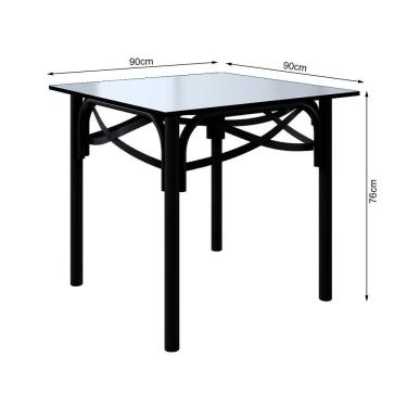 Imagem de Mesa De Jantar Katrina Preta Quadrada Tampo De Madeira 90 Cm Asturias - Cor: Preto