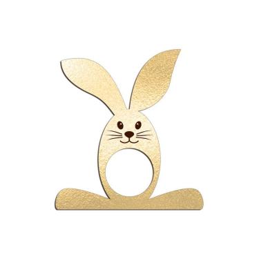 Imagem de Porta Guardanapo Coelho Com Carinha 9cmx9,8cm Kit 4 Peças - Cria Arte Laser Dourado