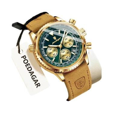 Imagem de Relógio De Couro Luminoso À Prova d'Água Para Homens POEDAGAR Luxuoso 