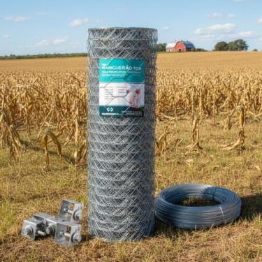 Imagem de Tela Mangueirão Galvanizada Fio 18 Malha 3 0,80x50m Brinde Rolo Fio 16