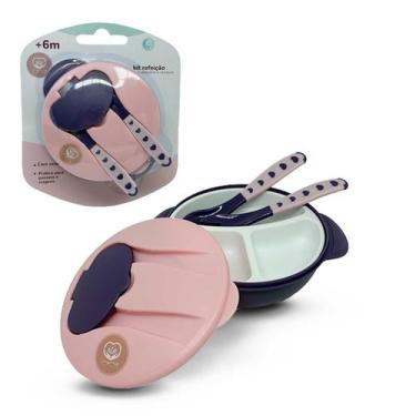 Imagem de Kit Refeição Bebê Bowl com Divisória Ventosa Talheres Menino Menina - 