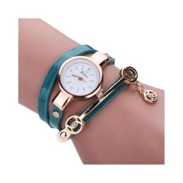 Imagem de Relógio De Pulso Feminino De Quartzo Em Couro Dourado, Casual, Com Pul