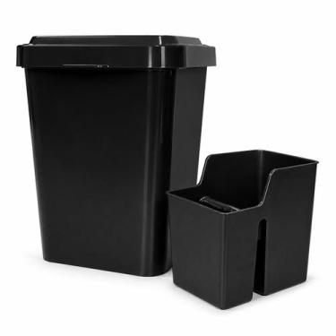 Imagem de Kit Pia 2 Peças Lixeira 4L e Porta Utensílios Easyplast Preto Organiza