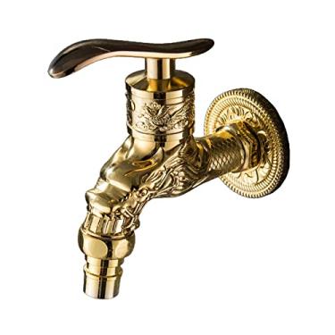 Imagem de Baoblaze Torneira de banheiro de lavatório doméstico interno, torneira de mistura de pia de bacia montada na parede torneira de água para área externa, paredes de banheira Bibcock - dourado, 102 x 102 mm