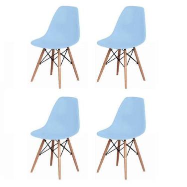 Imagem de Kit 4 Cadeiras Charles Eames Eiffel Wood Design Varias Cores - Azul Cl